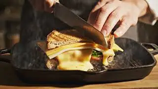 Cinematic B roll style caf&eacute; video of sandwich preparation by craving corner