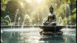 Tranquil Morning Meditation with Buddha Statue 🌺 Water Flow Sounds for Stress Relief & Positive