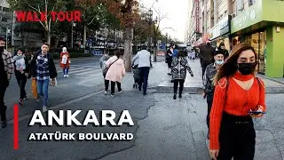Ankara Atat&uuml;rk Boulevard Kızılay | Walking Tour  24 October 2021 |4k UHD 60fps