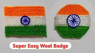 Very Easy Badge | Republic Day Craft | Tricolour Woolen Flower Badge Tiranga wool craft ideas |
