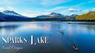 Sparks Lake, Bend Oregon | Amazing Aerial View at Sunset 4K