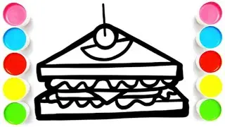 How to Draw a Cute Sandwich Easy For Kids and toddlers #sandwich #food #kidslearning 