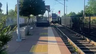 Northbound regional transit train departs Fruitridge station (blue line)