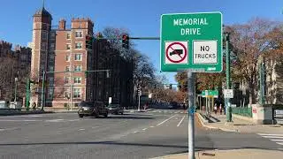 Complex traffic signal at Memorial Drive and Massachusetts Avenue