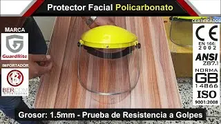 PROTECTOR FACIAL POLICARBONATO 1MM, SEMICASCO AMARILLO  / GUARDRITE - CERTIFICADO  - CEL: 970128691