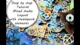МК страничка в сливочном стимпанке|Step by step Tutorial Mixed Media Layout with steampunk elements