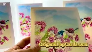 OrigamiPopCards.com Australian Pink Gumnut Blossom Garden with Blue Fairy Wrens Happy Birthday Love