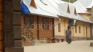Clergy Walking by Alley of Cloister Ivano-Frankivsk John the Baptizer Day Orthodox Male Monastery