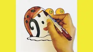 Cute snail drawing and coloring  for kids & childrens #snaildrawing