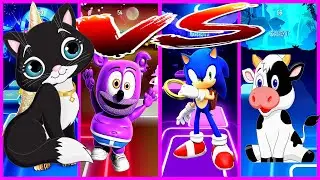 Cute Cat VS Gummy Bear VS Sonic VS Crazy Cow Tiles Hop Game