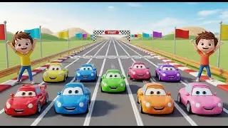 Seven Little Toy Cars Race Race Race | Fast Car Song & Kids Nursery Rhymes