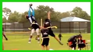 1st FLAG FOOTBALL GAME! Breaking Ankles & CRAZY CATCHES in a Rainstorm!