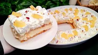 حلى الاناناس البارد بالبسكويت وجوز الهند 🍍🥥 بدون فرن ألذ تحلية صيفية منعشة لحر الصيف❄️😋