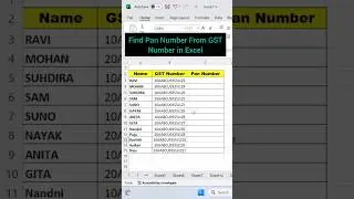 Extract PAN Number from GST in Excel | Advanced Excel 700 || #shorts #excel #exceltip