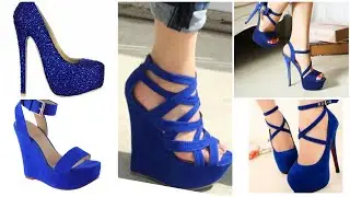 Ladies Bright Blue 💙 Cobalt Electric Platforms Strappy Sandals High Heels Shoes Design Collection