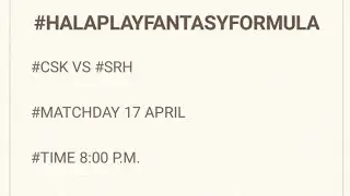 CSK VS SRH | Halaplay Team prediction | IPL 2019