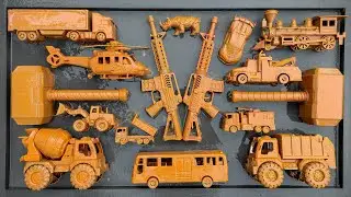 Membersihkan Mainan Berlumpur Truk Molen, School Bus, Kereta Api, Helikopter, Truk Kontainer, Loader