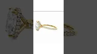 Pompeii3 - Cushion Halo Diamond Engagement Ring 14k Yellow Gold Lab Grown