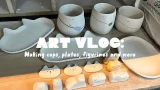 ceramic studio vlog  🌱 making cat things for cute humans