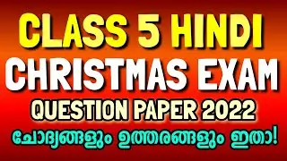 Class 5 Hindi Christmas Exam Question Paper 2022|Std Hindi Second Term 2022|Half yearly Exam