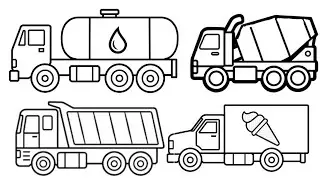 How to Draw a Water Truck Step by Step | Truck Drawing Easy | Water Truck Drawing for kids