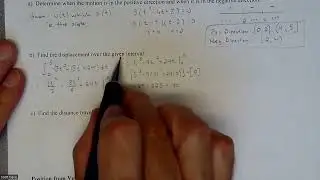 Calc 1 - Example with Positive and Negative Direction, Displacement, and Distance Traveled