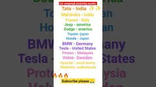 car company and producing country#BMW#tata #shorts#viral#foryou #car #toyota