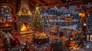 Уютная рождественская атмосфера в домике на берегу озера 🎄 Нежный праздничный джаз и камин
