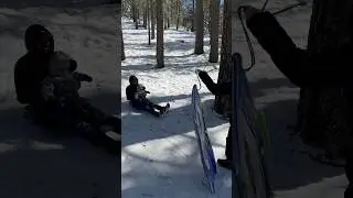 Snow sledding fun with dad👨&zwj;👦❄️✨🛷#baby #cute #memories #dad #snow #snowsledding