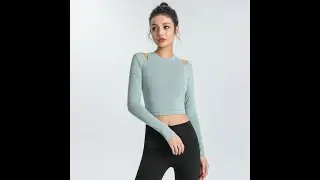X1280 Off shoulder Tight Yoga Tops for women|Breathable Long sleeve yoga shirts|Long Sleeve yoga top