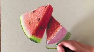 Hyper realistic drawing of a watermelon