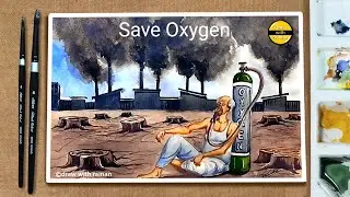 Save Environment Drawing | Save Oxygen Drawing | World Environment Day Drawing
