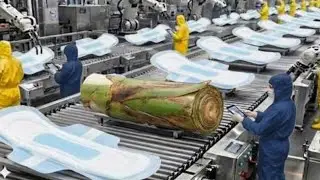 Inside The Largest Modern Banana Stem Factory & Sanitary Pad Production Process (Full Process)