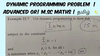 Dynamic programming problem  | Advanced OR| M.Sc maths | தமிழ்  ✨