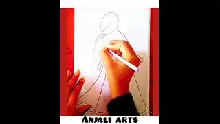 Easy drawing of a girl with beautiful dress #shorts ll Anjali arts