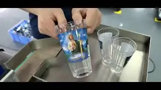 auto model conic glass bottle labeling machine cone glass cup candle jar cup conic and round cup lab