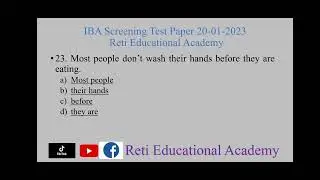 STS PAST PAPERS Error detection and Preposition Solved IBA Screening Test Graduation 20-01-2023