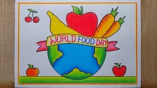Food Day Poster drawing| World Food Day poster drawing easy| Balanced Diet chart| Eat Healthy poster