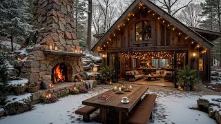 A Quiet Winter Day by the Fireplace ❄️ Gentle Jazz in a Hidden Forest Rustic Cabin