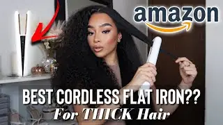 THE BEST CORDLESS FLAT IRON ON AMAZON FOR THICK HAIR | Aesty Titanium Flat Iron | AMAZON MUST HAVES