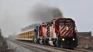 Chasing a CP Pac Man SD40-2 Duo on a Ballast Train