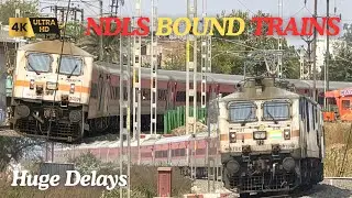 (4K) 2 in 1 Trains with WAP7+LHB Coaches (PART-11) | Delayed NDLS Bound Trains.