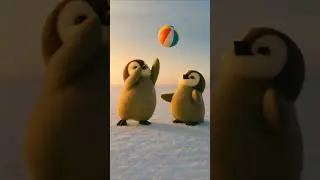 Fluffy Penguins Play Ball in the Snow! 🐧❄️🏐