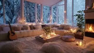 Snowy Winter Night | Relaxing Piano and Fireplace Sounds for Focus, Sleep & Holiday Calm