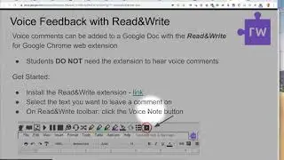 Giving Voice Feedback for  Google Docs using the  Read Write Extension