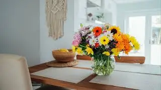 Vibrant Colour Flowers On Peaceful Dining Table 4K TV Screensaver | Relaxing Home Ambience