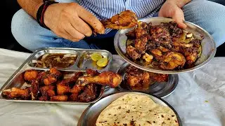 Singh Bhai Ka Chicken Fry Aur Ragda Chicken Kadai | Chicken Hut Sukhetar | Jammu food tour