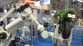 Robot Arm Carries Motorcycle - Kawasaki MX500 robot