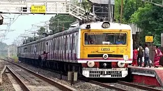 Newly Painted Shiny 12 Coach EMU Train accelerating quickly after departure | Eastern Railways