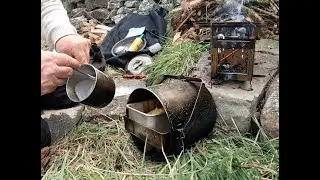 Cooking by the woods. Making a 